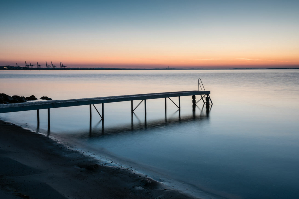 Fotografie Aarhus Strand, Badesteg, Sonnenaufgang, Meer, FineArt-Foto, Fotokunst für die Wand