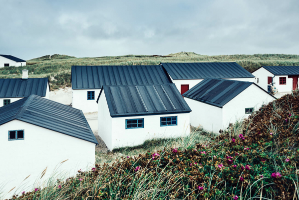 Bootshäuser in Stenbjerg, Dünenlandschaft, Landschaftsfoto, Fotokunst für die Wand, Fineart-Print