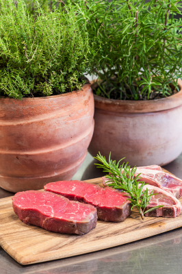 Küche Menue a la cart Fleischgericht Steak frsich