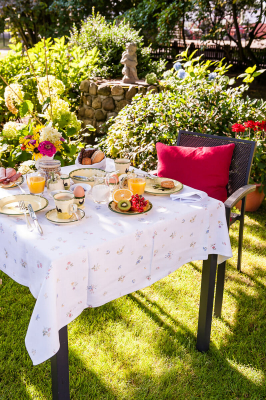 Frühstückstisch Garten Hotelfotoshooting Sommer Sonne guten Morgen Tagesstart