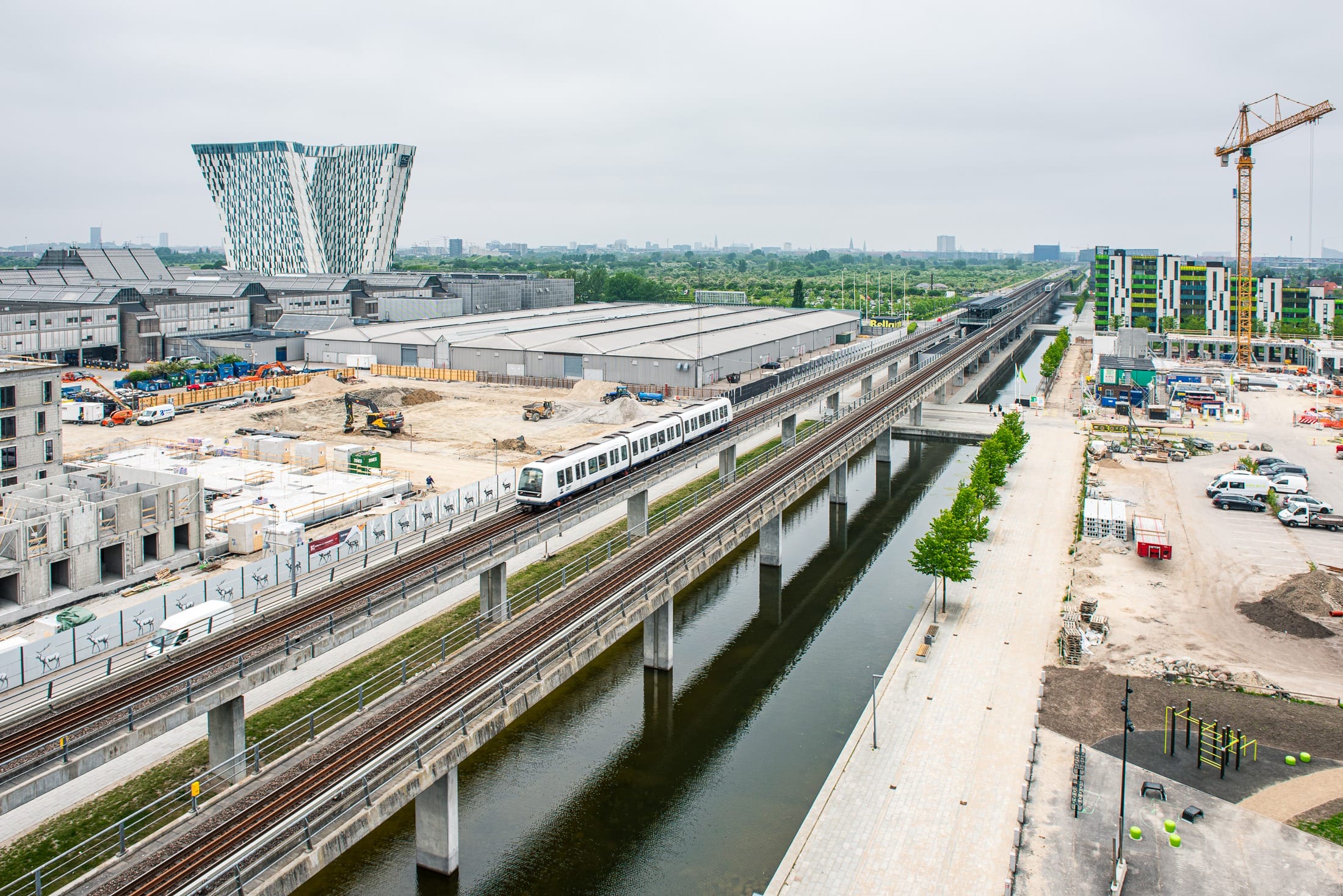 Vogelperspektive auf eine Großbaustelle in Amager - Copenhagen, Fotos vom professionellen Architekturfotograf Markus Tiemann